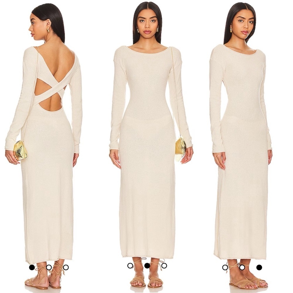 Onia Crochet Knit Maxi Dress in Sandshell Size Small $375 Resortwear